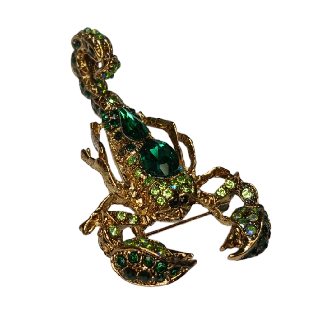 Scorpion Crystal Rhinestone Bling Articulated Stinger Brooch Pendant - Picture 7 of 13